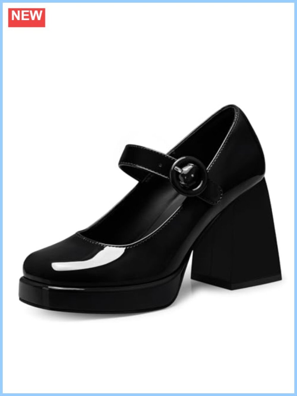 Women's Mary Jane Chunky Heel Pumps Faux Leather Comfortable Dress Shoes